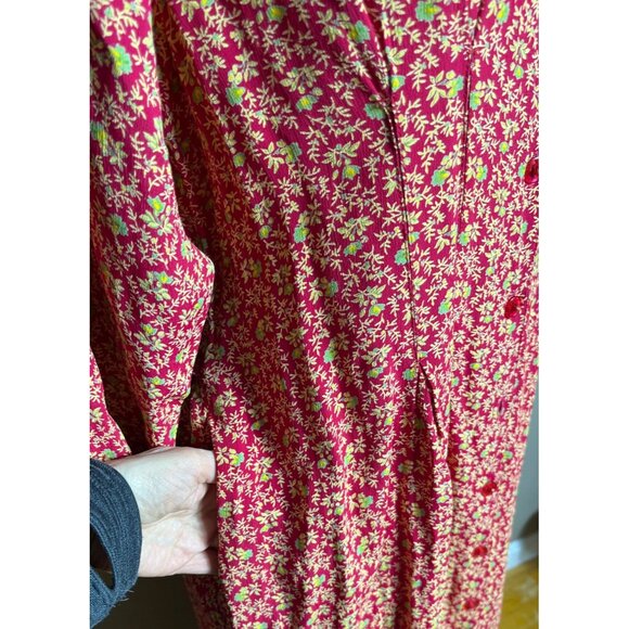 April Cornell Dress Midi Red Shirtdress Ditzy Peter Pan Button Pockets Womens S - Picture 6 of 12
